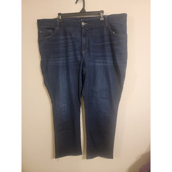 Womens Lee Jeans Plus Size Straight Leg Size 26 26W M Dark Wash - Picture 2 of 8